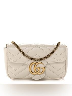 GUCCI Calfskin Matelasse Super Mini GG Marmont Shoulder Bag